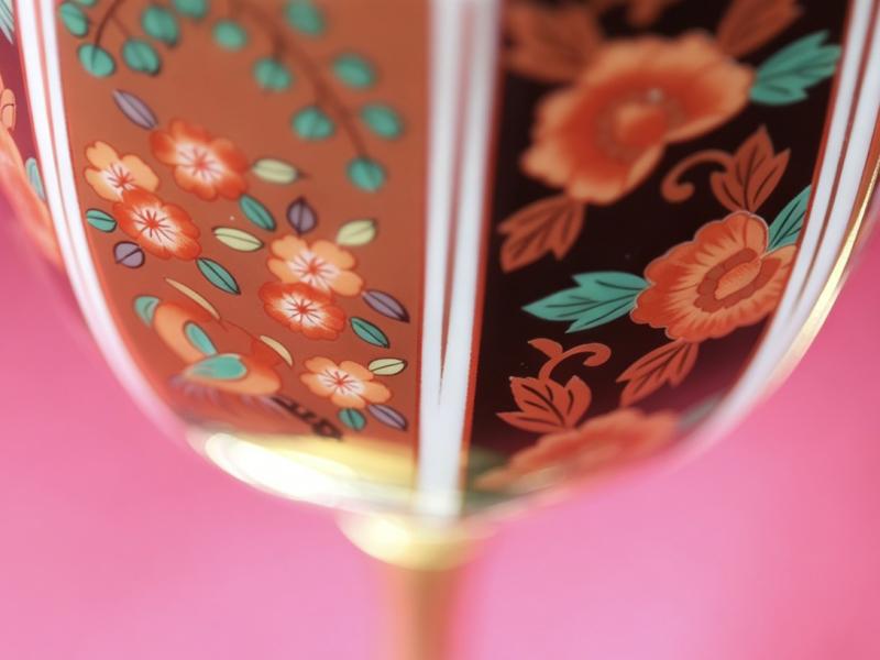 20 世紀後期 Vintage古伊萬里風 分段錦繪描金瓷質高腳對杯